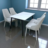 4 Seater Marble Dining Table with Microfibre Chairs