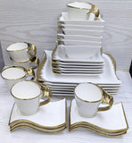 30-Piece Wavy Gold Dinner Set – Elegant Tableware Collection