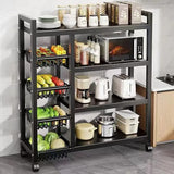 Heavy-Duty Metallic Kitchen Rack with Lockable Wheels – Multifunctional Mobile Storage Organizer 120×32×135cm