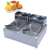 Commercial Stainless Steel 2-Compatments Deep Fryer.