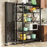 Large Foldable 5-Tier Kitchen Storage Rack with Wheels