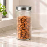 2.1L Ribbed Glass Storage Jar – Elegant Pantry Storage Container