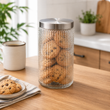 2.1L Ribbed Glass Storage Jar – Elegant Pantry Storage Container