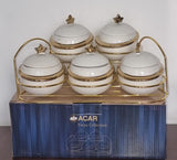 Acar JC7922 11-Piece Golden Sugar Dish Set – Elegant Glass Canisters with Golden Rack