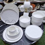 24PCS Rock Glazed Ceramic Dinner Set – Microwave & Dishwasher Safe
