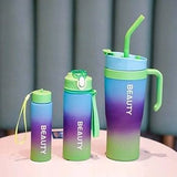 3-in-1 Tan Bei Bear Water Bottle & Cup Set – 2L, 900ml & 300ml Cute Bear Design