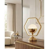 Nordic Minimalist Hexagon Table Lamp – Gold Decorative Desk Lamp