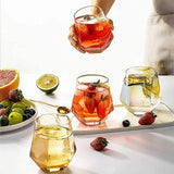 6PC HEXAGONAL GLASS SET – 300ML STYLISH DRINKING GLASSES