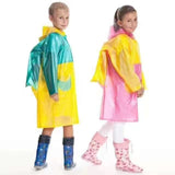 Kids/Pupils Portable PVC Raincoat with Hood & School Bag Pocket .