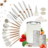 25-Piece Silicone Kitchen Utensil Set – Marble White Cooking Tools