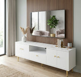 6FT Modern Classy White-Themed TV Stand with Marble Top