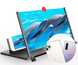 12" PHONE SCREEEN AMPLIFIER–3D HD Mobile Phone Magnifier Projector Screen for Movies, Videos, and Gaming–Foldable Phone Stand with Screen Amplifier–Supports ALL Smartphones